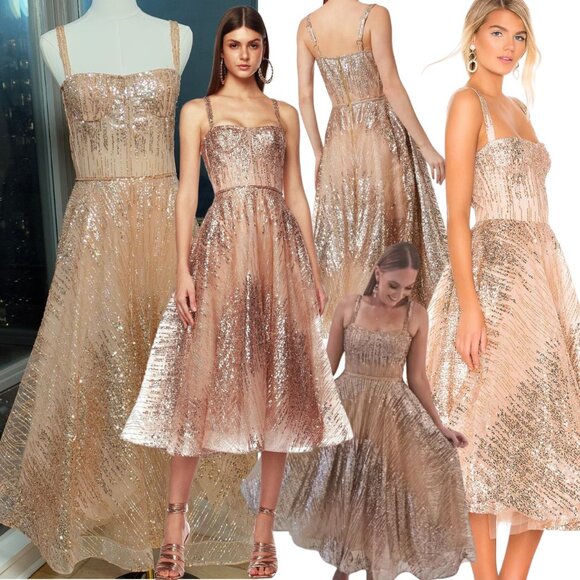 Bronx and Banco Dresses & Skirts - 🆕 BRONX & BANCO 🧿 NWOT Mademoiselle Gold Sequin Midi Dress , Size M US 6